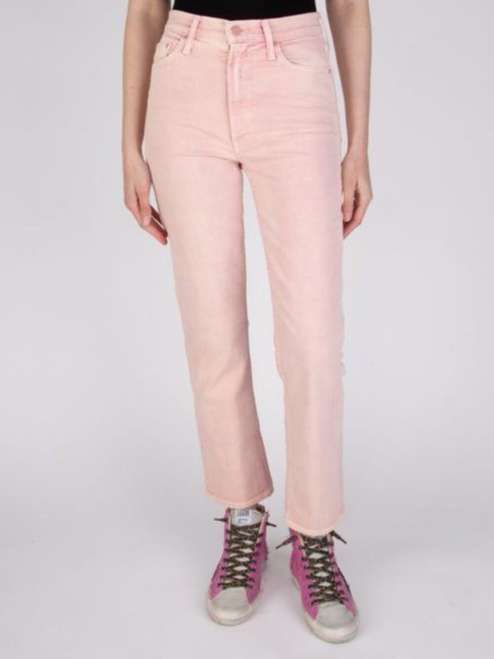 Mother Denim Jeans High Waisted Rider Flood Into The Midst Cotton Pink Size 29